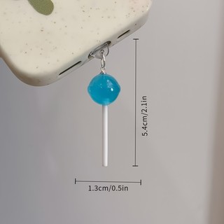 Điện Thoại Di Động Chống Bụi Cắm Tự Làm Nhựa Ba Chiều Nhiều Màu Sắc Lollipop Mặt Dây Chuyền Nhỏ Lỗ Điện Thoại Di Động Chống @