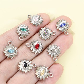 10 Chiếc Pha Lê Kim Cương Giả Kẻ Sọc Mắt Mặt Trời Quyến Rũ Thời Trang Cá Tính Vòng Tay Bông Tai Móc Khóa DIY Tròn Độc Đáo Với Nhiều Màu Thiết Kế Mắt Mặt Dây Hợp Kim Bóng