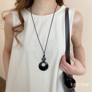 Drejew Vòng cổ mặt dây chuyền mã não nhân tạo dành cho nữ thiết kế cá tính chuỗi xương đòn