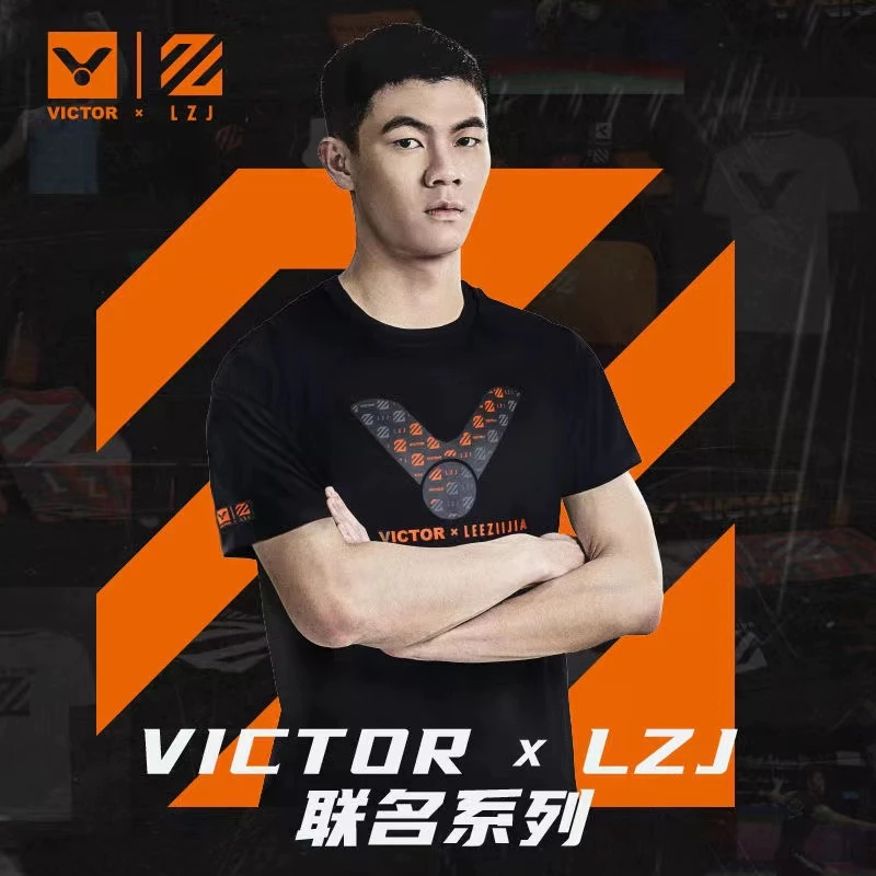 24 áo sơ mi cầu lông Victor mới dành cho nam và nữ, thấm mồ hôi và thoáng khí cổ tròn tay ngắn tập thể thao cho trẻ em