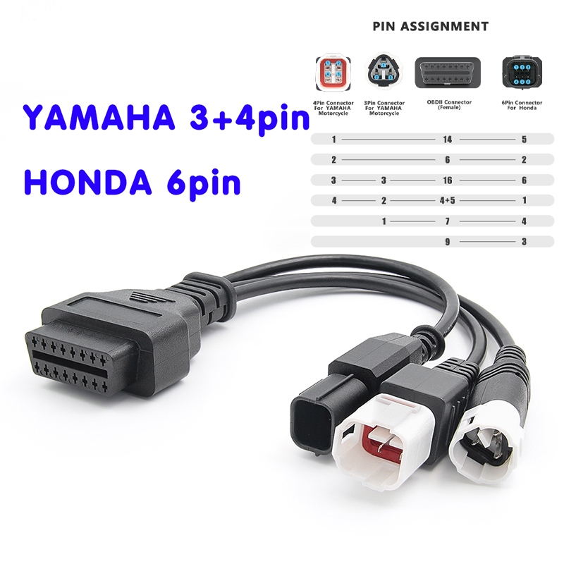 [Sẵn Sàng] Dành Cho Xe Máy Yamaha 3PIN 4PIN OBD 2 Cáp Nối Dài OBD 2 Cáp Kết Nối Xe Máy Cho Xe HONDA Moto 6PIN Đến 16PIN OBD2 Cáp Kết Nối Chẩn Đoán