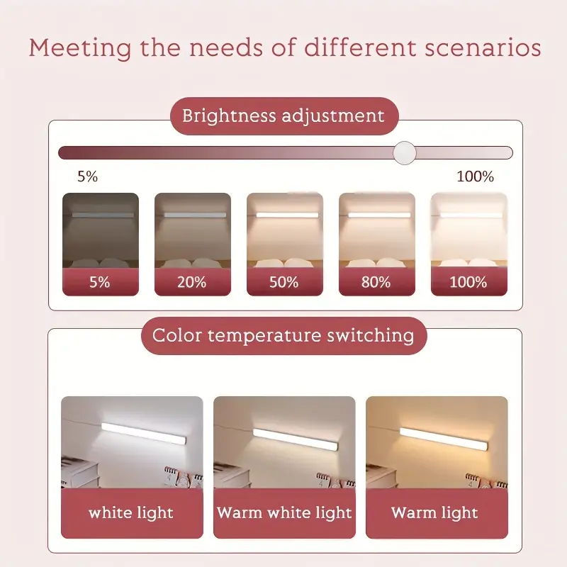 Ống đèn LED đa chức năng Licer 3 màu sáng Dải đèn mờ 9 cấp độ cho tủ, kệ, bàn làm việc và màn hình chiếu sáng | BigBuy360 - bigbuy360.vn