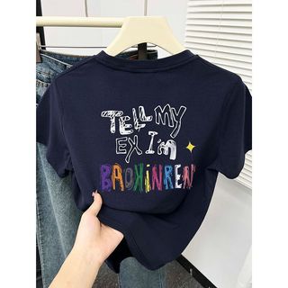 Áo thun nữ mùa hè 2025 mới vui nhộn in hình cổ tròn giảm béo tay ngắn mỏng thời trang nữ