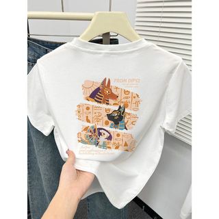 Áo thun nữ mùa hè 2025 mới vui nhộn in hình cổ tròn giảm béo tay ngắn mỏng thời trang nữ
