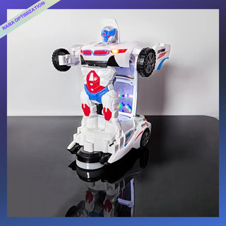 Đồ chơi đua robot có thể biến hình màu trắng, thiết kế mát mẻ, đèn nhiều màu sắc và âm nhạc năng động, xe đồ chơi có thể biến đổi - sinh nhật hoàn hảo, Halloween, Giáng sinh, Quà tặng Lễ tạ ơn