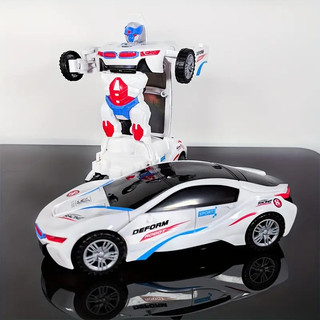 Đồ chơi đua robot có thể biến hình màu trắng, thiết kế mát mẻ, đèn nhiều màu sắc và âm nhạc năng động, xe đồ chơi có thể biến đổi - sinh nhật hoàn hảo, Halloween, Giáng sinh, Quà tặng Lễ tạ ơn