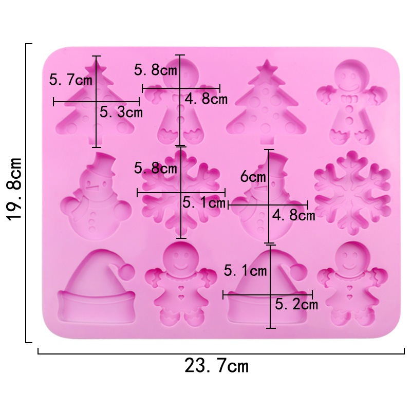 12 Khoang Giáng Sinh Series Khuôn Silicon Cây Giáng Sinh Người Tuyết Mũ Bông Tuyết Khuôn Sô Cô La Tự Làm Bánh Kem Khuôn Bánh Quy DIY Khuôn Nướng Bánh Quy DIY- * -
