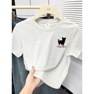Áo thun nữ mùa hè 2025 mới vui nhộn in hình cổ tròn giảm béo tay ngắn mỏng thời trang nữ