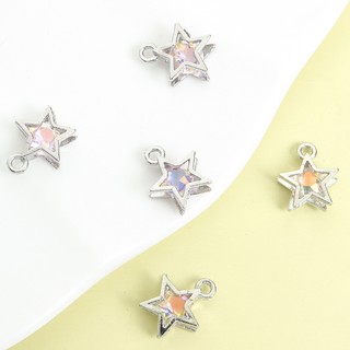 10 Chiếc Quyến Rũ Pentagram Rỗng 3D Quyến Rũ Với Tích Hợp Đá Nhiều Màu Sắc Lấp Lánh, Vòng Cổ Thời Trang Vòng Tay Bông Tai Dây Xích Điện Thoại DIY Tinh Tế Mặt Dây Ngôi Sao Năm Cánh