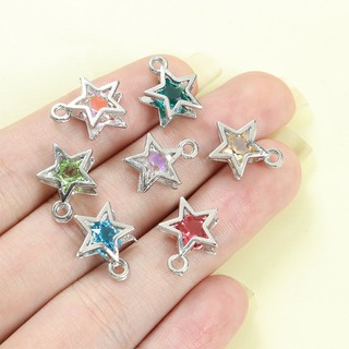 10 Chiếc Quyến Rũ Pentagram Rỗng 3D Quyến Rũ Với Tích Hợp Đá Nhiều Màu Sắc Lấp Lánh, Vòng Cổ Thời Trang Vòng Tay Bông Tai Dây Xích Điện Thoại DIY Tinh Tế Mặt Dây Ngôi Sao Năm Cánh