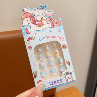 12 Chiếc Sanrio Hoạt Hình Kuromi Melody Cinnamoroll Miếng Dán Móng Tay Trẻ Em Kawaii Móng Tay Giả Có Thể Tháo Rời Handmade Đeo Móng Tay Phụ Kiện Tinh Tế Quà Tặng Cho Bé Gái Nail stickers【Chiosala12】