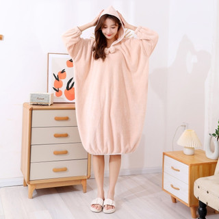 Áo choàng tắm dài tay quấn áo choàng tắm có thể mặc [Phong cách thu đông] Áo choàng tắm có thể đeo được Quần áo gia đình dành cho nữ Áo choàng tắm có mũ trùm đầu thấm nước Áo choàng ngủ khô nhanh Loose Extended