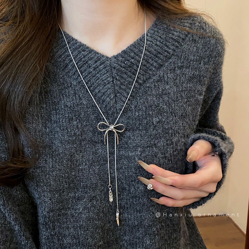 Vòng cổ giày ba lê nơ Hàn Quốc cá tính lạnh thời trang dây chuyền áo len đơn giản cổ cao