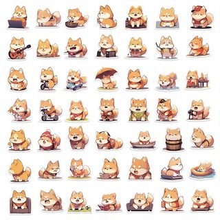 52 Con Chó Con Hoạt Hình Shiba Dán Xe Máy Hành Lý Đàn Guitar Chống Thấm Nước Động Vật Miếng Dán DIY