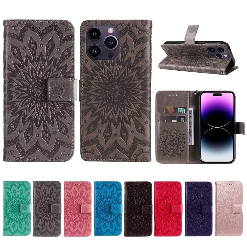 Dành Cho Samsung Galaxy A01 A03 A03S A04S A04E A05 A05S A06 A13 A14 A15 A16 Core 5G Ốp Lưng Họa Tiết Hoa Ví Da PU Mềm Khe Cắm Thẻ Flip Stand Cover
