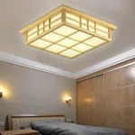 Đèn trần LED bằng gỗ tự nhiên cổ điển, Đèn chùm vuông Nhật Bản, Phòng ngủ Phòng trà Trang trại Trang trí nội thất Treo đèn chiếu sáng — ảnh 3