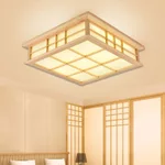 Đèn trần LED bằng gỗ tự nhiên cổ điển, Đèn chùm vuông Nhật Bản, Phòng ngủ Phòng trà Trang trại Trang trí nội thất Treo đèn chiếu sáng — ảnh 2