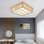 Đèn trần LED bằng gỗ tự nhiên cổ điển, Đèn chùm vuông Nhật Bản, Phòng ngủ Phòng trà Trang trại Trang trí nội thất Treo đèn chiếu sáng — ảnh 6