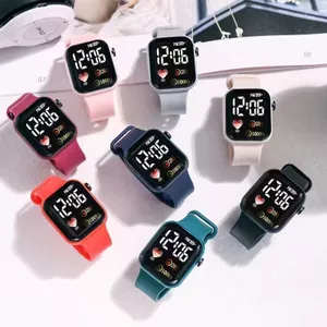 Đồng hồ điện tử Unisex Màn hình LED Phong cách thể thao, Dây cao su phong cách thời trang Hàn Quốc