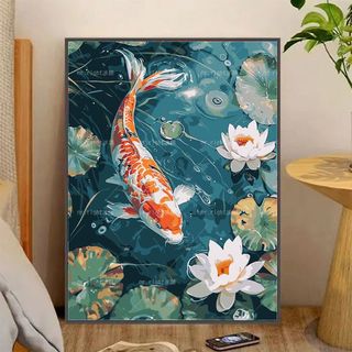MOZI✨40 * 50cm / 30 * 40cm Cá Koi tranh tô màu theo số tranh số hóatranh sơn dầu số hoá bộ tô màu theo số sơn acrylic  Koi Số Tranh Sơn Dầu Tự Làm Tô Màu Tranh Số Tranh Làm Đầy Tranh Vẽ Tay Tranh Vẽ Tay Tranh Sơn Dầu Tranh Trang Trí
