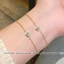 Khuyên tai titan không gỉ mạ vàng 18k thiết kế đá tròn lấp lánh phong cách thanh lịch dành cho nữ