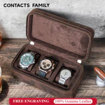 CONTACTS FAMILY Da Thật Chính Hãng 3 Vỏ Đồng Hồ Trang Sức Du Lịch Hộp Bảo Quản Cho Nhẫn Bông Tai Khuy Măng Sét Nam Nữ Món Quà Tốt Nhất — ảnh 1