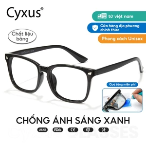 Cyxus Kính gọng vuông thời trang / Kính chống ánh sáng xanh/ Chất liệu nhẹ / Dành cho cả nam và nữ, bảo vệ mắt hiệu quả khỏi tia UV và ánh sáng xanh phát ra từ máy tính và điện thoại di động 8082