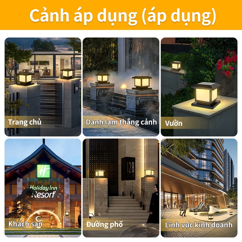 4 Màu Đèn cổng Đèn Tường Năng Lượng Mặt Trời đèn Trụ Cổng Đèn Cột Năng Lượng Hàng Rào Dèn Sân Vườn Chiếu sáng ngoài trời Đèn đường