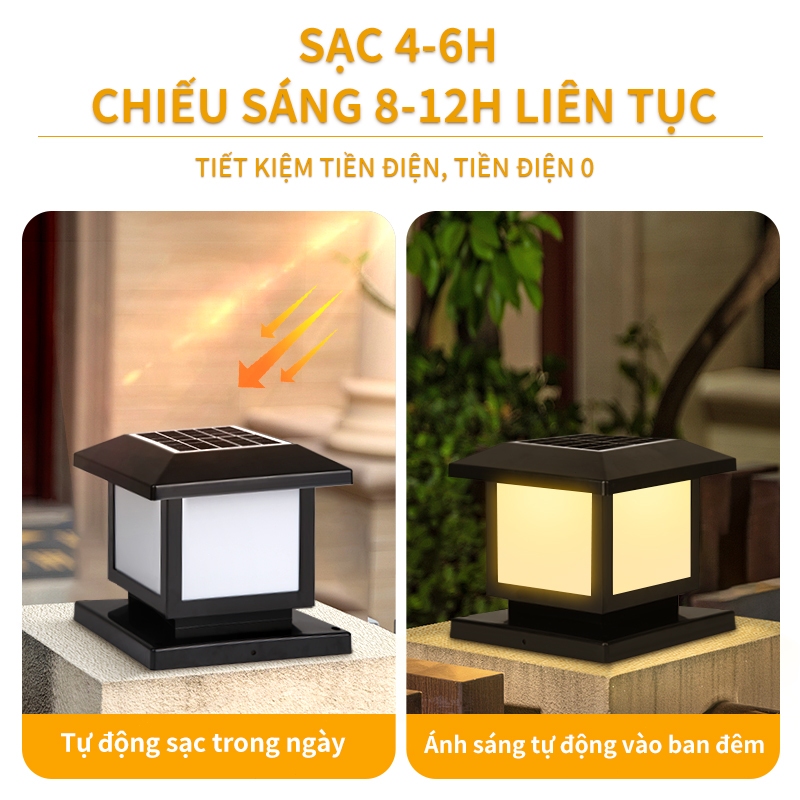 4 Màu Đèn cổng Đèn Tường Năng Lượng Mặt Trời đèn Trụ Cổng Đèn Cột Năng Lượng Hàng Rào Dèn Sân Vườn Chiếu sáng ngoài trời Đèn đường