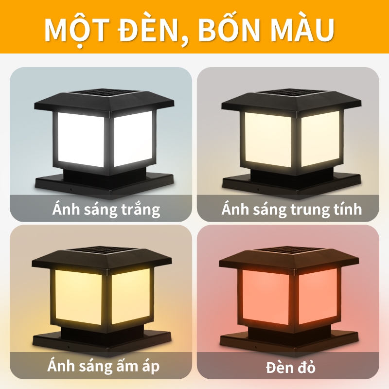 4 Màu Đèn cổng Đèn Tường Năng Lượng Mặt Trời đèn Trụ Cổng Đèn Cột Năng Lượng Hàng Rào Dèn Sân Vườn Chiếu sáng ngoài trời Đèn đường