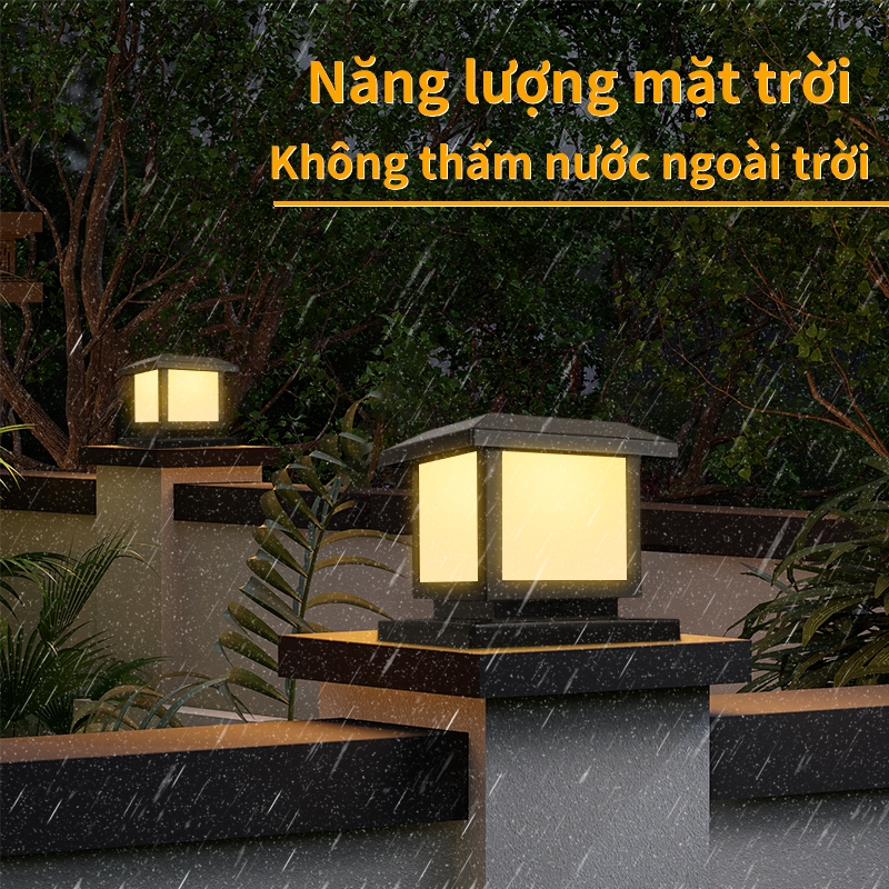 4 Màu Đèn cổng Đèn Tường Năng Lượng Mặt Trời đèn Trụ Cổng Đèn Cột Năng Lượng Hàng Rào Dèn Sân Vườn Chiếu sáng ngoài trời Đèn đường
