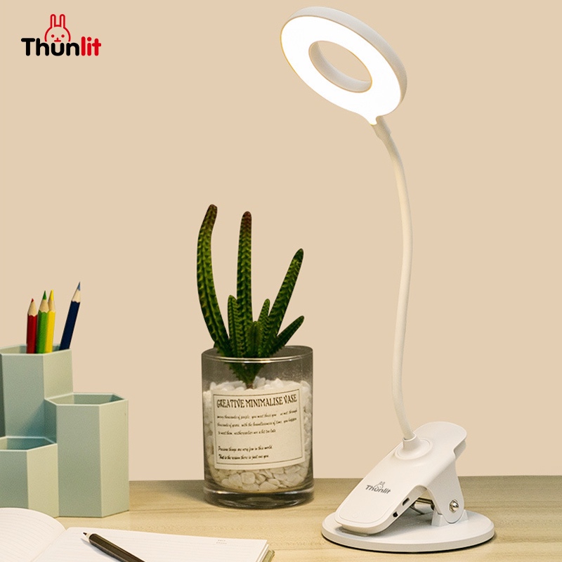 Ảnh Đèn kẹp LED Thunlit dạng vòng tròn USB 1250mAh có thể sạc lại làm mờ vô cấp với 3 màu nhiệt độ kèm kẹp 2