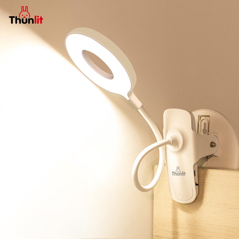 Ảnh Đèn kẹp LED Thunlit dạng vòng tròn USB 1250mAh có thể sạc lại làm mờ vô cấp với 3 màu nhiệt độ kèm kẹp 3