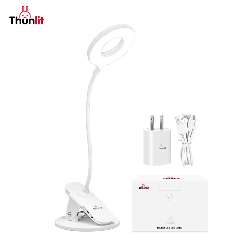 Ảnh Đèn kẹp LED Thunlit dạng vòng tròn USB 1250mAh có thể sạc lại làm mờ vô cấp với 3 màu nhiệt độ kèm kẹp 1