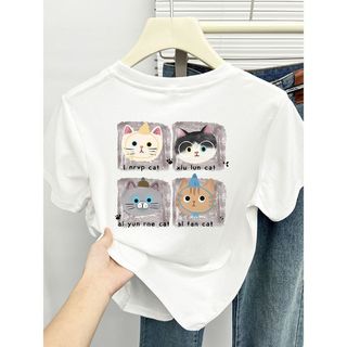 Áo thun nữ mùa hè 2025 mới vui nhộn in hình cổ tròn giảm béo tay ngắn mỏng thời trang nữ
