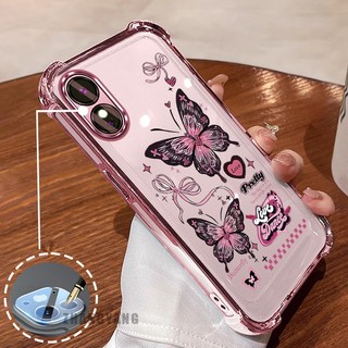 Ốp Lưng Cho OPPO A18 A38 A17 A17K Vỏ Điện Thoại Silicon Chống Rơi Bốn Góc Mạ Điện Thẩm Mỹ Bướm Thiết Kế Mới Họa Tiết TPU Mềm