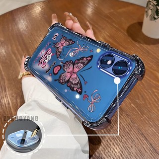 Ốp Lưng Cho OPPO A18 A38 A17 A17K Vỏ Điện Thoại Silicon Chống Rơi Bốn Góc Mạ Điện Thẩm Mỹ Bướm Thiết Kế Mới Họa Tiết TPU Mềm