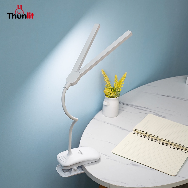Ảnh Thunlit Đèn kẹp sạc 2000mAh Đèn LED hai đầu có thể điều chỉnh độ sáng để bàn với hai đầu 3