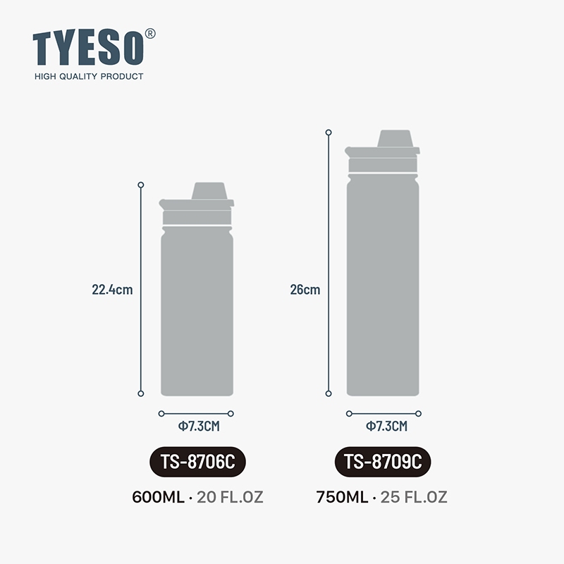 Bình giữ nhiệt TYESO dáng thể thao với thép không gỉ hai lớp tumbler bottle TS-8709C/TS-8709C/TS-8724/TS-8725 | BigBuy360 - bigbuy360.vn