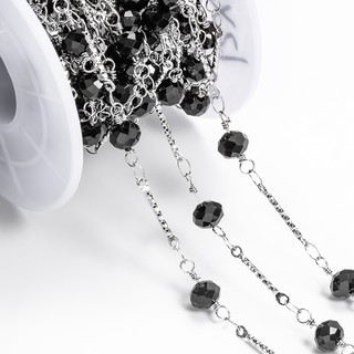 Thép không gỉ Đóng Kết Nối Thanh Dây Xích Pha Lê Đen Trang Sức diy Dây Xích Hạt Đen