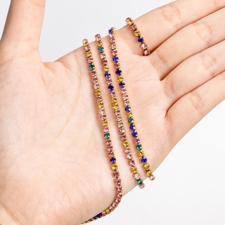 Thép không gỉ Nhiều Màu Sắc Kim Cương Dây Xích Vàng 18K Khoan Móng Vuốt Dây Xích diy Phụ Kiện Trang Sức