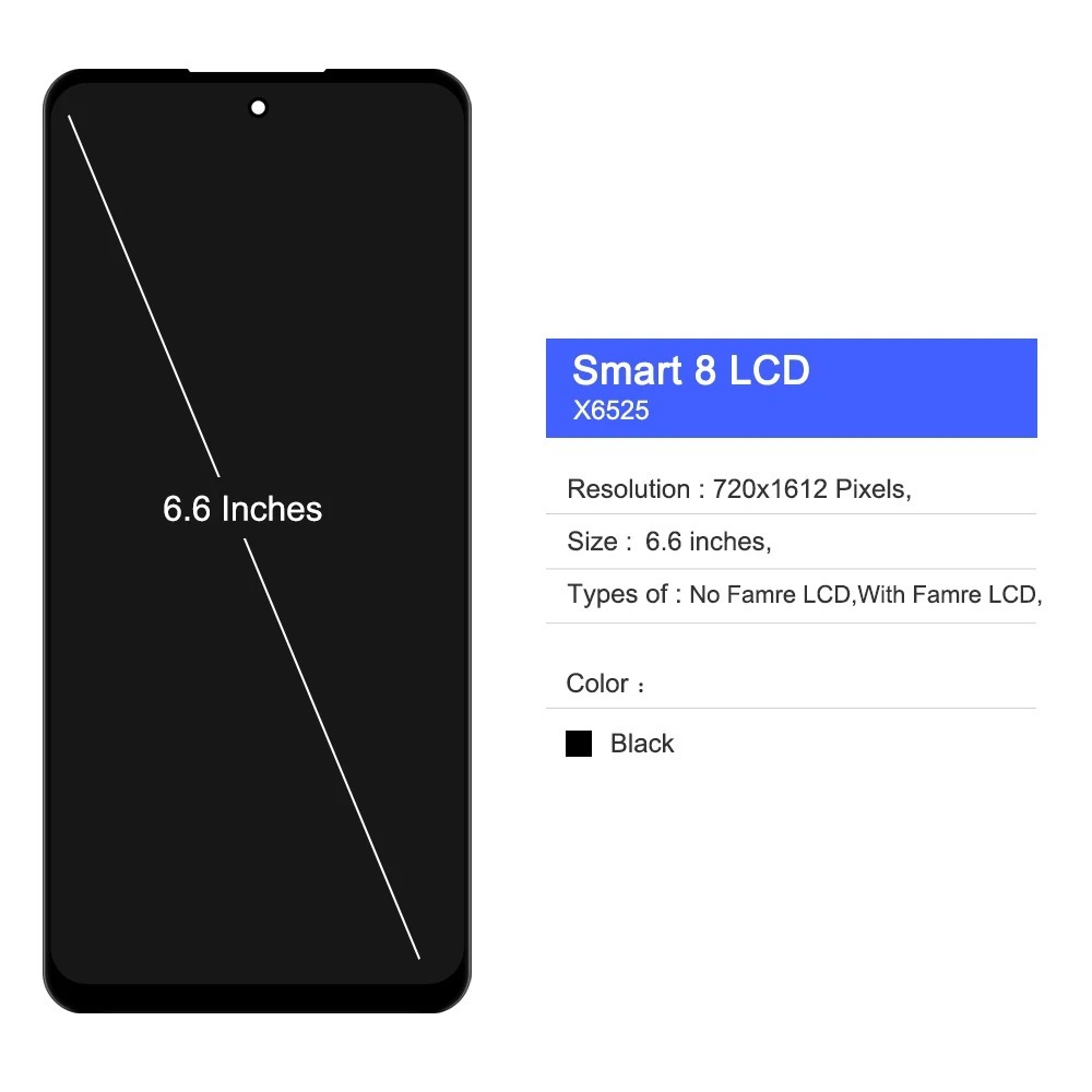 Dành Cho Infinix Smart 8 X6525 Màn Hình Hiển Thị LCD Bộ Số Hóa Cảm Ứng Thay Thế