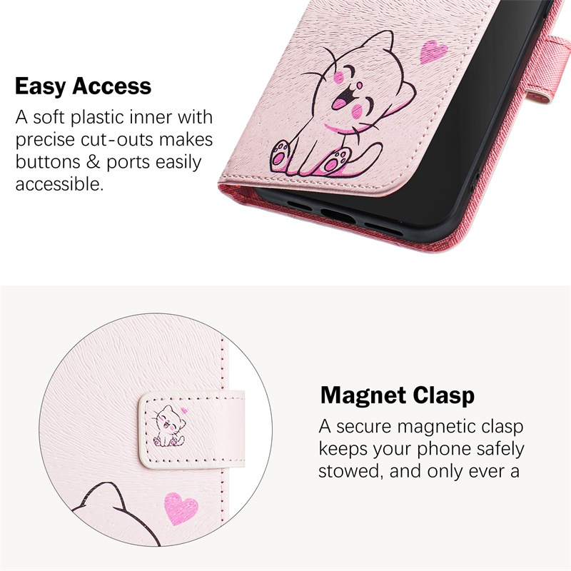 Ốp Lưng Cho IPhone 6 6S 7 8 X XR XS Pro Plus Max SE 2 3 4 2020 2022 16E 17E Ví Da Flip Casing Phim Hoạt Hình Bảo Vệ Khe Cắm Thẻ Bao