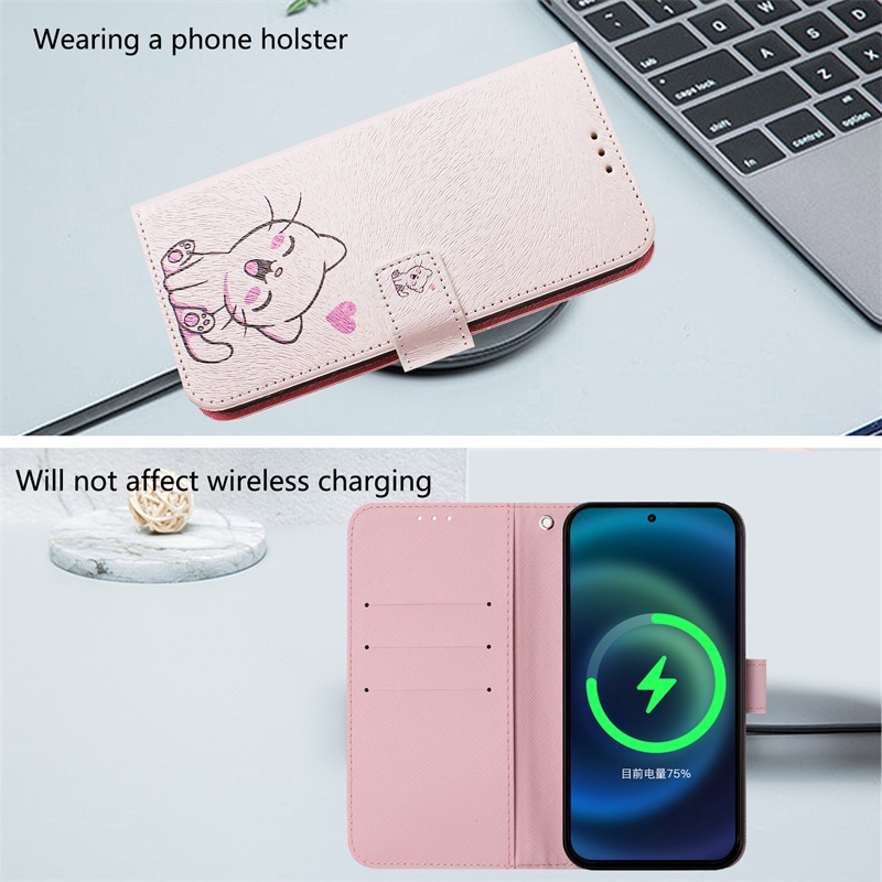 Ốp Lưng Cho Samsung Galaxy S23 S24 S25 FE Ultra Plus Ví Da Flip Casing Phim Hoạt Hình Bảo Vệ Khe Cắm Thẻ Bao