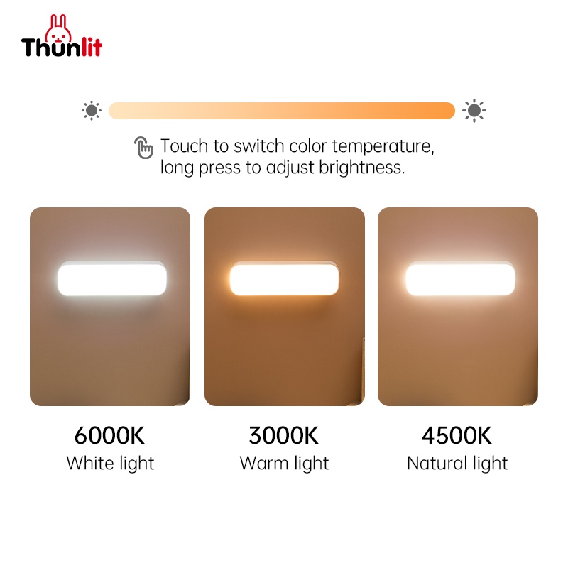 Ảnh Thunlit Đèn đọc sách treo tường mini từ tính sạc USB 1250mAh LED cảm ứng có thể điều chỉnh độ sáng cho sinh viên ký túc xá 4