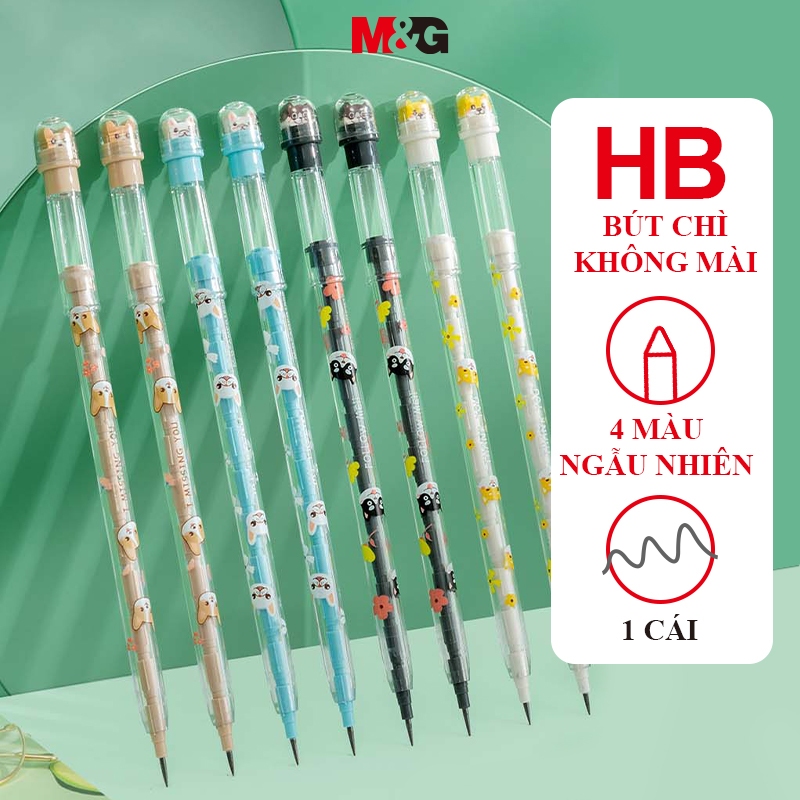 Bút Chì Khúc M&G Có Gôm Dễ Thương Đi Kèm, Bút Chì Đốt, Có Thể Thay Ngòi, Màu Sắc Ngẫu Nhiên, 1 Chiếc
