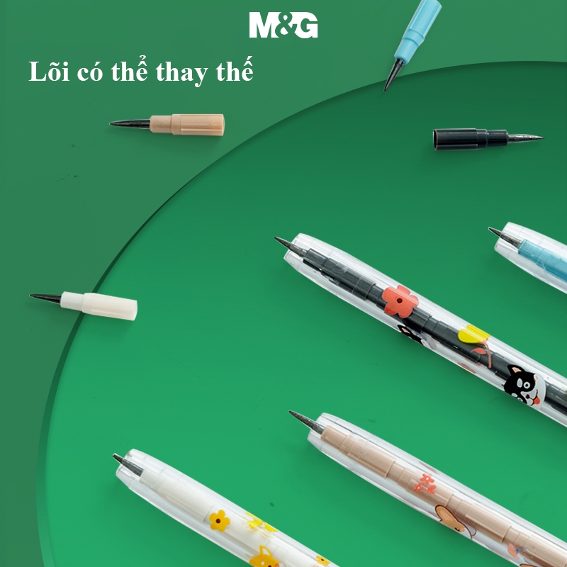 Bút Chì Khúc M&G Có Gôm Dễ Thương Đi Kèm, Bút Chì Đốt, Có Thể Thay Ngòi, Màu Sắc Ngẫu Nhiên, 1 Chiếc