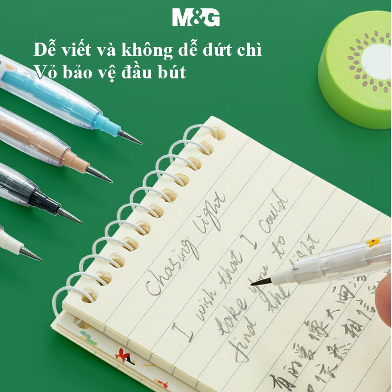 Bút Chì Khúc M&G Có Gôm Dễ Thương Đi Kèm, Bút Chì Đốt, Có Thể Thay Ngòi, Màu Sắc Ngẫu Nhiên, 1 Chiếc