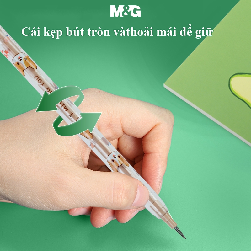 Bút Chì Khúc M&G Có Gôm Dễ Thương Đi Kèm, Bút Chì Đốt, Có Thể Thay Ngòi, Màu Sắc Ngẫu Nhiên, 1 Chiếc