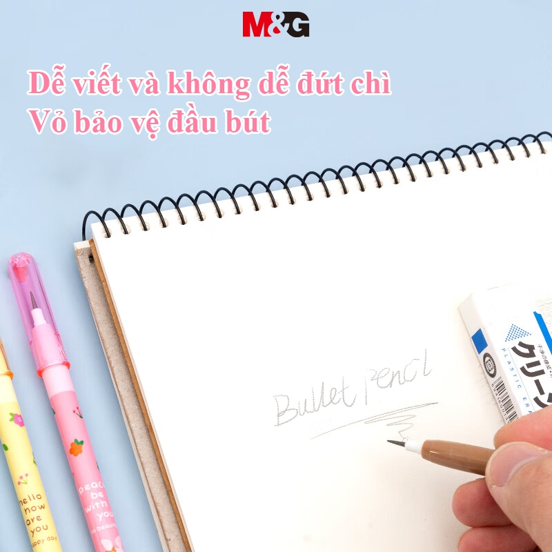 Bút Chì Khúc M&G, Bút Chì Đốt, Có Thể Thay Ngòi, Màu Sắc Ngẫu Nhiên, 1 Chiếc